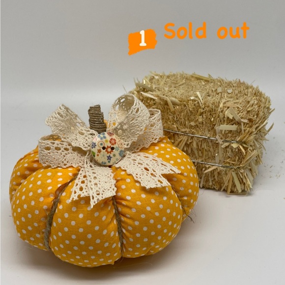 One Orange Pumpkin of Your Choice Stuffed Fabric Pumpkins Fall Farmhouse Decor - Picture 2 of 8